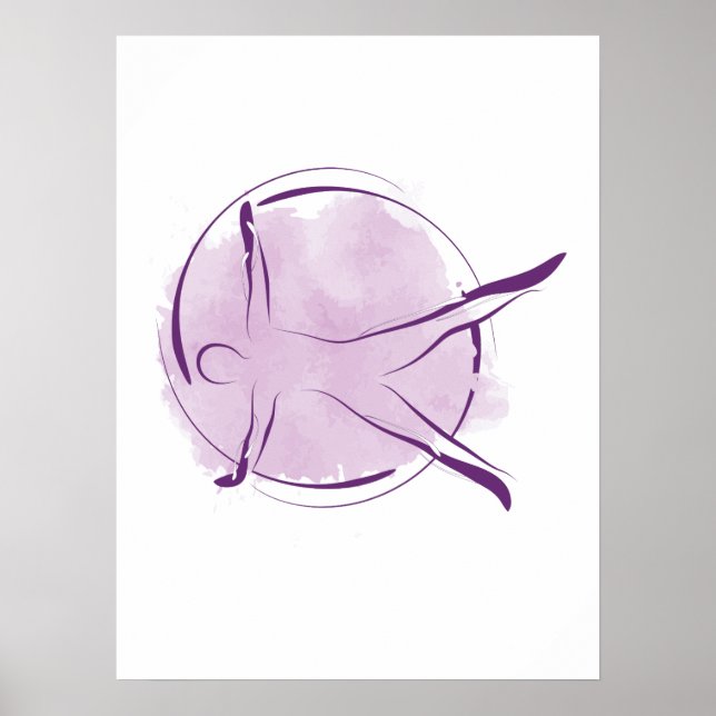 Affiche Pose Pilates Aquarelle Abstraite (Devant)