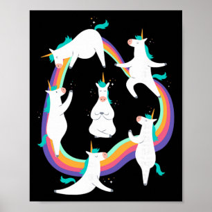 Affiche Poses de salutation au soleil de yoga licorne mème