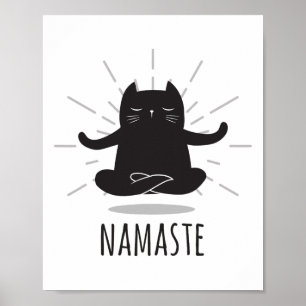 Affiche Poses de yoga Namaste de chat drôle Symbole de fle