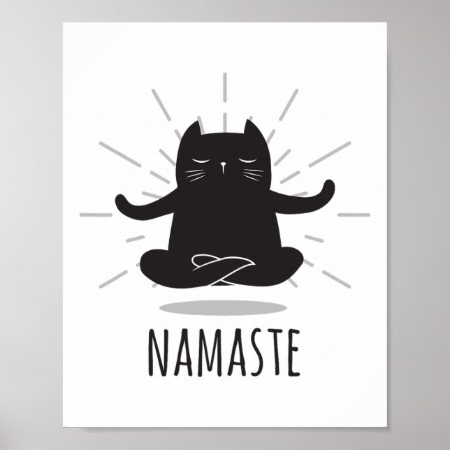 Affiche Poses de yoga Namaste de chat drôle Symbole de fle (Devant)