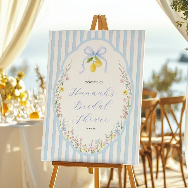 Affiche Posey Wildflower Bleu Ruban de Bienvenue Mariage (Créateur téléchargé)