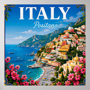 Affiche Positano Côte amalfitaine Italie Voyage