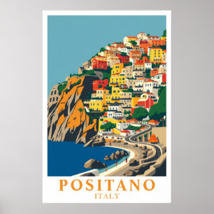 Affiche Positano Italie Méditerranée Voyage Art Vintage