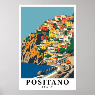 Affiche Positano Italie Méditerranée Voyage Artistique Vin