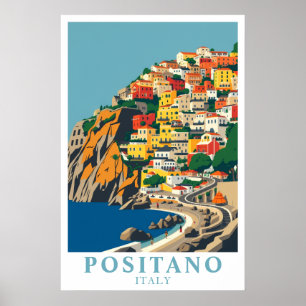 Affiche Positano Italie Méditerranée Voyage Artistique Vin