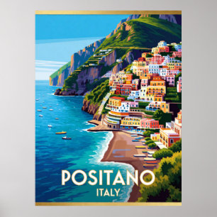 Affiche Positano Italie Scène de voyage côtière 🌊