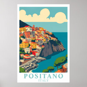 Affiche Positano Italie Voyage Amalfi Coast Art