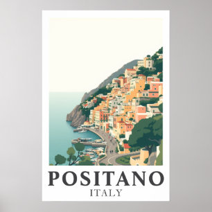 Affiche Positano Italie Voyage Amalfi Coast Art Vintage