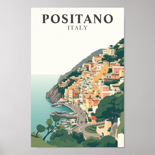 Affiche Positano, Italy Town Vintage  (Devant)