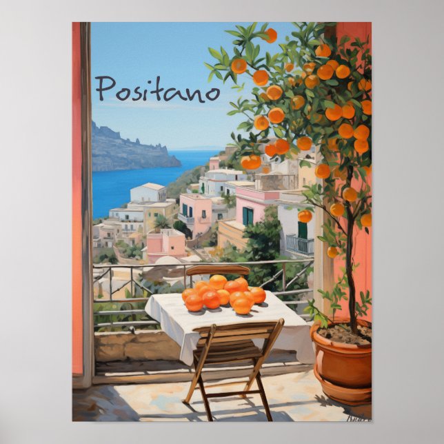 Affiche Positano Italy Travel City Painting Aesthetic (Devant)