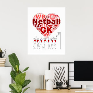 Affiche Positions Netball Typographie Design cardiaque