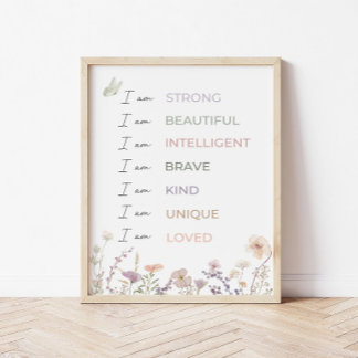 Affiche Positive Affirmations Print: Wildflower Wall Art 