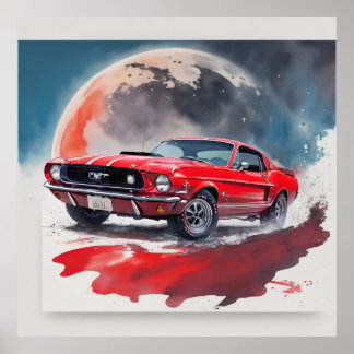 Affiche Posséder un morceau d'une Ford Mustang GT rouge !