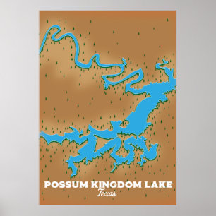Affiche Possum Kingdom Texas map
