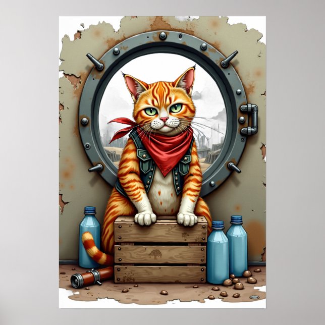 Affiche Post Apocalyptic Cat Survivor Bunker Canned Goods  (Devant)