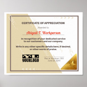 Affiche Poste d'affichage de l'employé du certificat d'app