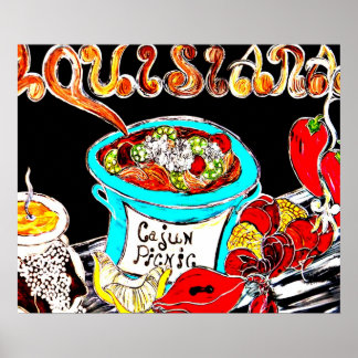 AFFICHE POSTE D'ART CAJUN PICNIC