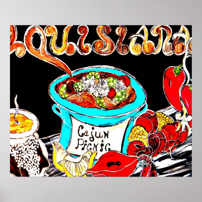 AFFICHE POSTE D'ART CAJUN PICNIC (Devant)