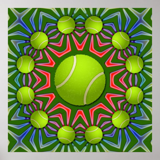 AFFICHE POSTE DE BALL RETRO TENNIS (Devant)