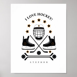 Affiche Poste Motif d'équipement sportif de hockey noir et