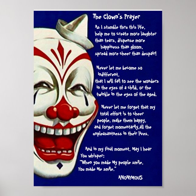 Affiche POSTE ROUGE, BLANC, ET BLEU CLOWN avec PRIÈRE DE C (Devant)