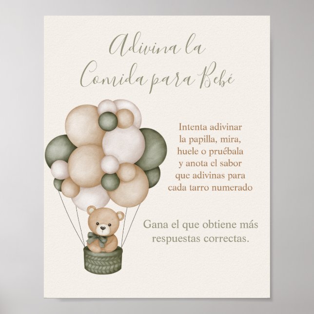 Affiche Póster Adivina la comida para Bebé Baby shower Gar (Devant)
