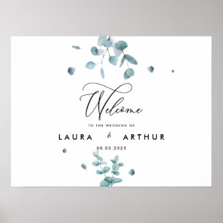 Affiche Poster/affiche Mariage moderne Blue Eucalyptus