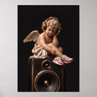 Affiche Póster Angel Esuchando Música