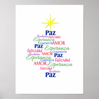 Affiche Póster - Árbol de Navidad en palabras