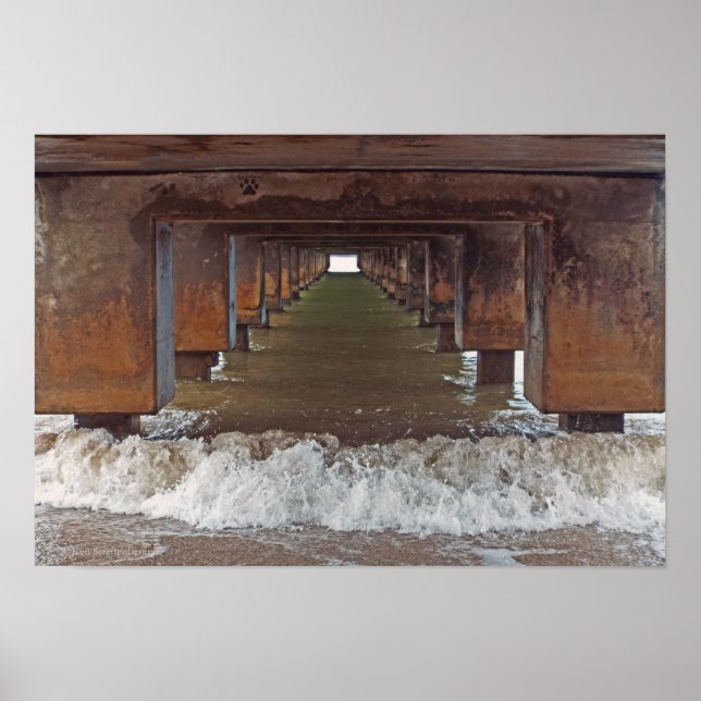 AFFICHE POSTER, "BENEATH HANALEI PIER" (KAUAI, HAWAII) (Devant)