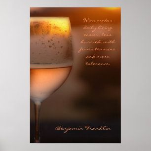 Affiche Poster: Benjamin Franklin Wine Quote