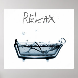 Affiche Poster- Blue Relax X-Ray Skeleton Temps de bain