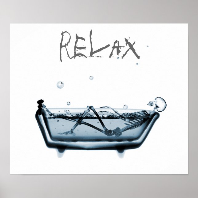 Affiche Poster- Blue Relax X-Ray Skeleton Temps de bain (Devant)