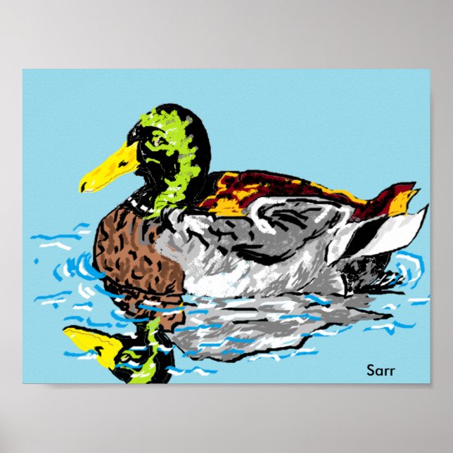 Affiche Poster/Canard dans un étang (Devant)