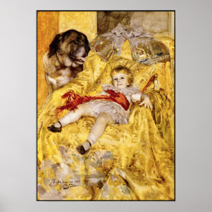 Affiche Poster: Child & Saint Bernard: Art by Anders Zorn