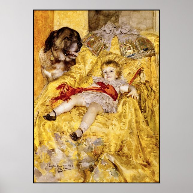 Affiche Poster: Child & Saint Bernard: Art by Anders Zorn (Devant)