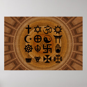 Affiche Pôster com símbolos da religiões