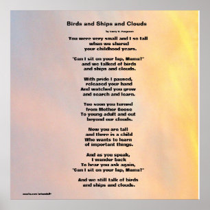 AFFICHE "POSTER D'OISEAUX, NAVIRES ET NUAGES DE LA FAMILLE