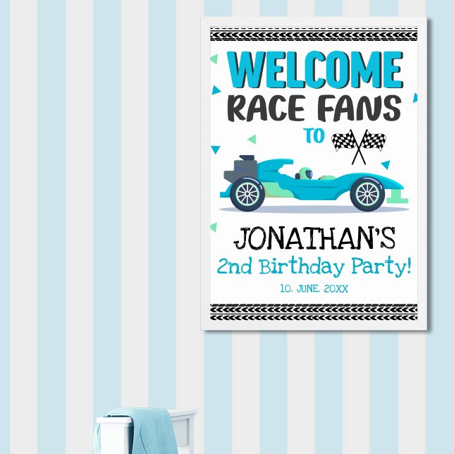 Affiche Póster  Fun 2nd Birthday Race Car Driver (Créateur téléchargé)