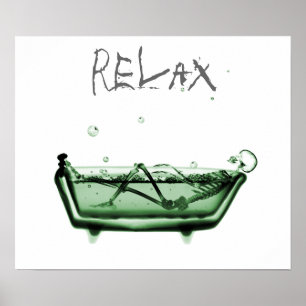 Affiche Poster- Green Relax X-Ray Skeleton Temps de bain