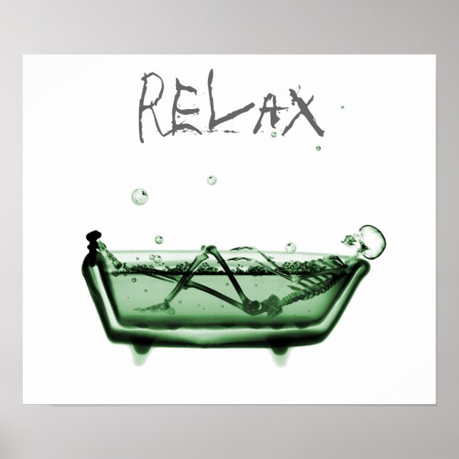 Affiche Poster- Green Relax X-Ray Skeleton Temps de bain (Devant)