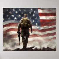 Poster-Héros Soldat militaire avec Arrière - plan 