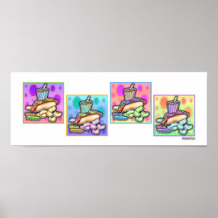 Affiche Poster, Imprimer - Pop Art Hot Dog avec des chips