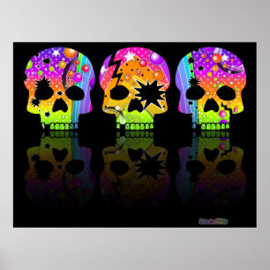 Affiche Poster, imprimer - POP ART SKULLS