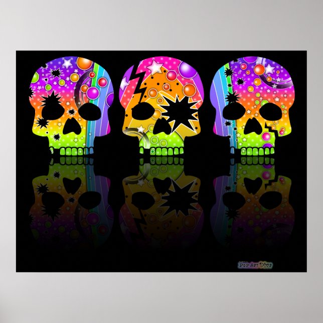Affiche Poster, imprimer - POP ART SKULLS (Devant)