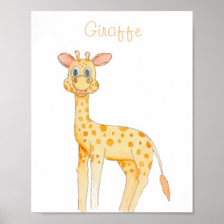 Affiche Póster INFANTIL JIRAFA acuarela para cuarto niños