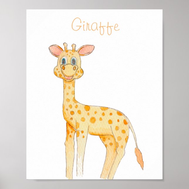 Affiche Póster INFANTIL JIRAFA acuarela para cuarto niños (Devant)