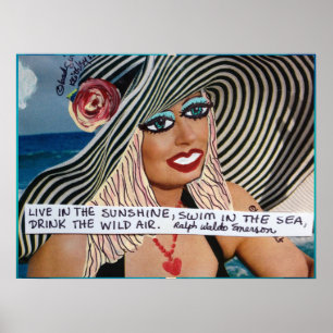 AFFICHE POSTER-LIVE AU SOLEIL, BAIN EN MER,