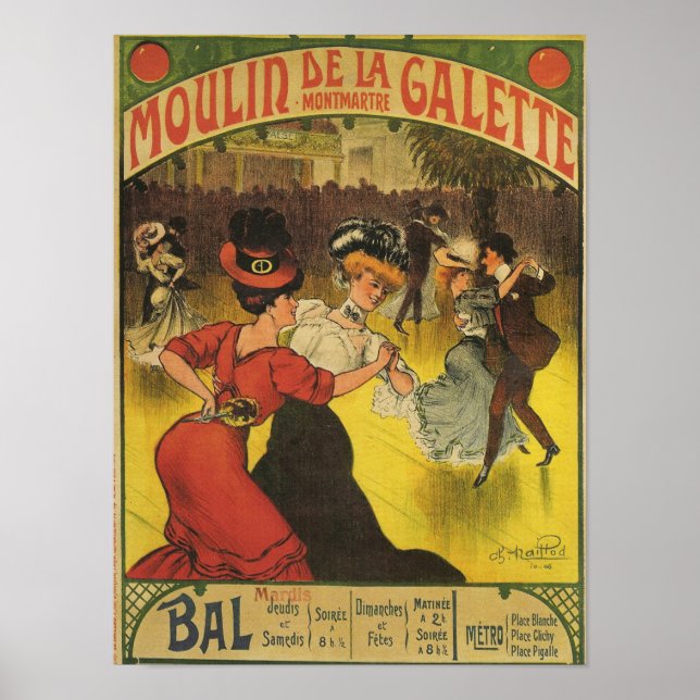 Affiche Poster, moulin de la galette 1906 (Devant)