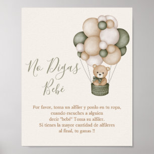 Affiche Póster No Digas Bebé letrero para Baby shower